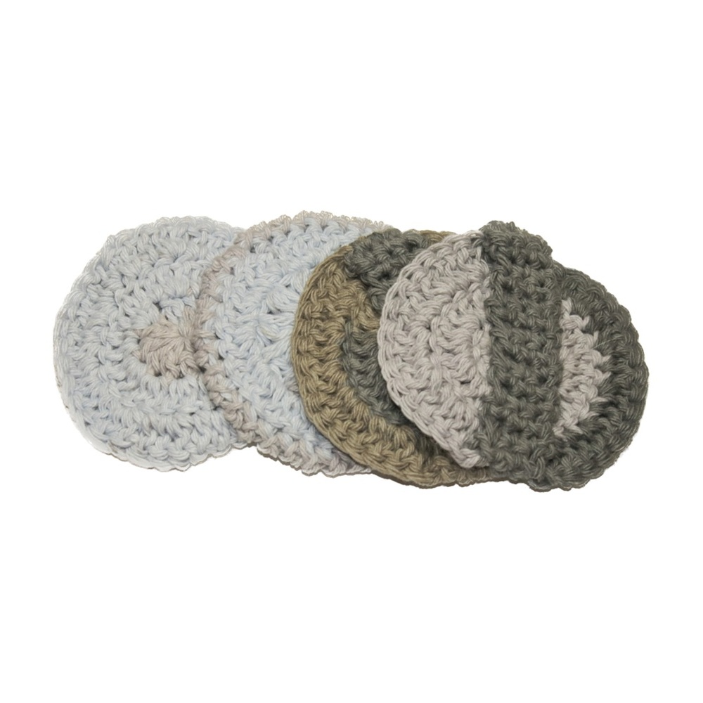 (Set of 10) 100% Cotton Crocheted Reusable Spa Facial Scrubbies With Handle